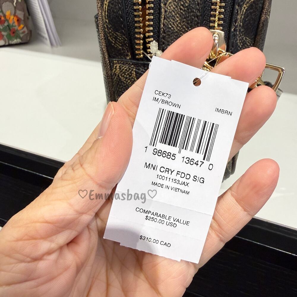 Coach Mini Carey Crossbody Bag In Loved Signature Canvas CEK73 Gold/Brown - Picture 4 of 7